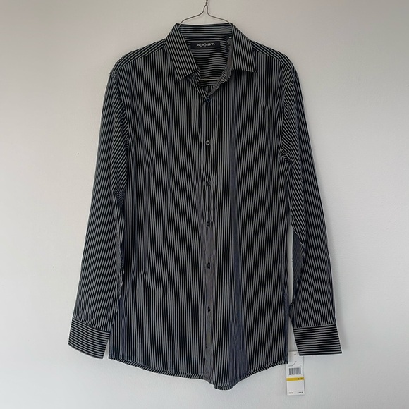NWT Axist Black Striped Long Sleeve Shirt - Size M - Picture 1 of 7